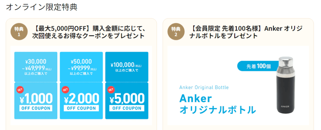 Ankerの公式オンラインストア限定キャンペーン