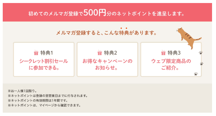 通販生活のメルマガ登録で500ポイント